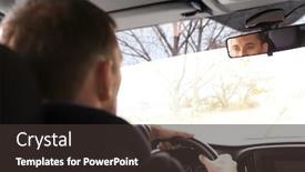  Presentation with rear view mirror - PPT layouts having reflection of driver in car rear view mirror background and a dark gray colored foreground