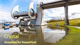  Presentation with scotland - Presentation featuring reflection of falkirk wheel scotland background and a tawny brown colored foreground