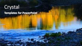  Presentation with autumn blue - Presentation theme with reflection-of-fall-autumn-colored background and a wine colored foreground