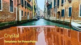  Presentation with reflection - Amazing PPT theme having reflection-of-the-houses backdrop and a red colored foreground