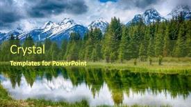  Presentation with reflection - Colorful presentation design enhanced with reflection-of-the-mountain-peaks backdrop and a tawny brown colored foreground