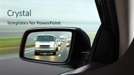  Presentation with rear view mirror - Presentation theme with reflection of traffic flow background and a sky blue colored foreground