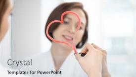  Presentation with mirror reflection - Theme enhanced with reflection-of-young-brunette-female background and a light gray colored foreground