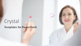  Presentation with mirror reflection - Presentation theme having reflection-of-young-woman background and a sky blue colored foreground