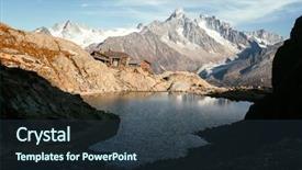  Presentation with mountain water - Presentation theme with reflection on lac blanc lake background and a tawny brown colored foreground