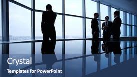  Presentation with group - Colorful theme enhanced with reflection person - group of colleagues standing backdrop and a  colored foreground