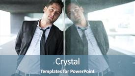  Presentation with young business man - Colorful slide set enhanced with reflection person - portrait of a handsome young backdrop and a teal colored foreground
