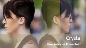  Presentation with mirror reflection - Cool new presentation theme with reflection person - young modern looking girl reflected backdrop and a coral colored foreground