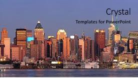 Presentation with new york city - Beautiful PPT theme featuring reflection viewed from new jersey backdrop and a  colored foreground