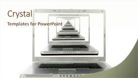  Presentation with space time - Cool new PPT theme with reflections a laptop computer repeat backdrop and a cream colored foreground