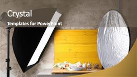  Presentation with professional audio studio - PPT theme enhanced with reflectors - food shooting in professional photo background and a violet colored foreground