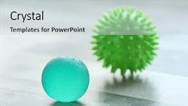  Presentation with idea light ball - Slides enhanced with reflex massage - two rubber balls on light background and a  colored foreground