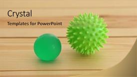  Presentation with rubber - Beautiful PPT theme featuring reflex massage - two rubber balls on light backdrop and a  colored foreground