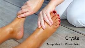  Presentation with foot massage - Presentation theme with reflexology woman feet massage therapy background and a  colored foreground