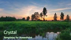  Presentation with sun rising over north america - Slide set with reflux - dramatic sunset over field background and a tawny brown colored foreground