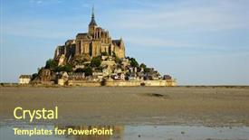  Presentation with tide - PPT layouts featuring reflux - famous mont-st-michel in france background and a  colored foreground