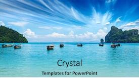  Presentation with boat - PPT theme enhanced with reflux - long tail boat on beach background and a light blue colored foreground