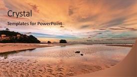  Presentation with tropical beach sunset - Presentation theme enhanced with reflux - tropical beach in ebb time background and a coral colored foreground