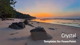  Presentation with tropical beach sunset - Beautiful PPT layouts featuring reflux - tropical beach in ebb time backdrop and a gray colored foreground