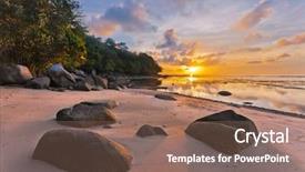  Presentation with tropical beach sunset - Colorful slides enhanced with reflux - tropical beach in ebb time backdrop and a violet colored foreground