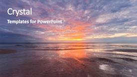  Presentation with tropical beach sunset - Amazing slide set having reflux - tropical beach in ebb time backdrop and a violet colored foreground