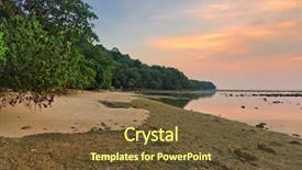  Presentation with tropical beach sunset - Amazing PPT theme having reflux - tropical beach in ebb time backdrop and a tawny brown colored foreground
