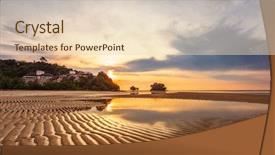  Presentation with tropical beach sunset - Colorful presentation design enhanced with reflux - tropical beach in ebb time backdrop and a  colored foreground