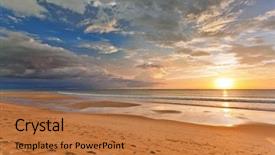  Presentation with tropical beach sunset - PPT layouts featuring reflux - tropical beach in ebb time background and a coral colored foreground