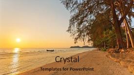  Presentation with sunset at venice beach palm - Theme enhanced with reflux - tropical beach in ebb time background and a gold colored foreground