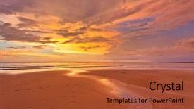  Presentation with sunset at venice beach palm - Presentation design enhanced with reflux - tropical beach in ebb time background and a red colored foreground