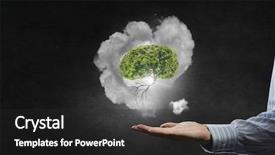  Presentation with nature - Audience pleasing presentation theme consisting of reforestation - nature protection in our hands backdrop and a dark gray colored foreground