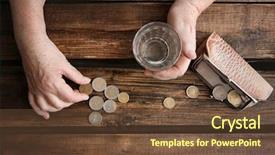  Presentation with poverty - PPT layouts enhanced with social reform - senior woman's hands with glass background and a tawny brown colored foreground