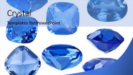  Presentation with sapphire - Presentation design consisting of refraction - set of blue sapphire gems background and a light blue colored foreground