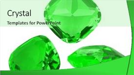  Presentation with emeralds - PPT theme enhanced with refraction - three green emeralds isolated background and a seafoam green colored foreground