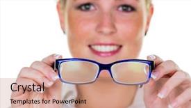  Presentation with refractive error - Slide set featuring refraction - woman holding glasses in hand background and a coral colored foreground