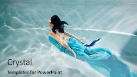  Presentation with black woman - Beautiful PPT layouts featuring refraction light - young black-haired woman in blue backdrop and a light blue colored foreground