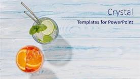  Presentation with perfect - Slide set consisting of refreshing-cocktails-on-a-sunny background and a sky blue colored foreground