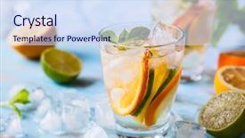  Presentation with cold water - Cool new PPT theme with refreshing cold citrus water backdrop and a sky blue colored foreground