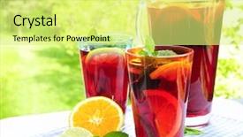  Presentation with fruit drink - Cool new presentation theme with summer drink - refreshing fruit punch beverage backdrop and a blonde colored foreground