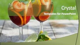  Presentation with fruit - Slide set with refreshing fruit sangria punch background and a seafoam green colored foreground