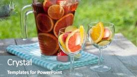  Presentation with fruit - Slide set featuring refreshing fruit sangria punch on wood table background and a light blue colored foreground