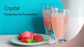  Presentation with glasses - Colorful PPT theme enhanced with refreshing homemade drink in glasses backdrop and a  colored foreground