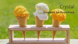  Presentation with ice cream cones - Theme consisting of refreshing-ice-cream-in-waffle background and a gold colored foreground
