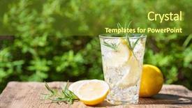  Presentation with lemonade - Presentation enhanced with refreshing lemonade drink with rosemary background and a tawny brown colored foreground