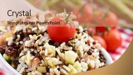  Presentation with checkered tablecloth - Beautiful theme featuring refreshing lentil and rice backdrop and a coral colored foreground