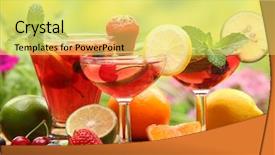  Presentation with fruits - Slide set featuring refreshing sangria punch with fruits background and a yellow colored foreground