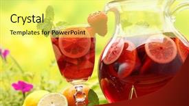  Presentation with fruits - Beautiful theme featuring refreshing sangria punch with fruits backdrop and a yellow colored foreground