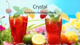  Presentation with fruits - Slide set enhanced with refreshing sangria punch with fruits background and a arctic colored foreground