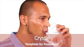  Presentation with benefits of drinking water - Slides with refreshing water young man drinking background and a coral colored foreground