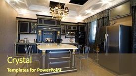  Presentation with apartment - Amazing PPT theme having refrigerant air conditioner - beautiful table on kitchen backdrop and a tawny brown colored foreground